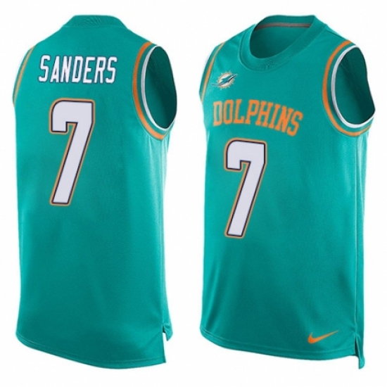 Men's Nike Miami Dolphins #7 Jason Sanders Limited Aqua Green Player Name & Number Tank Top NFL Jersey - Ujersey
