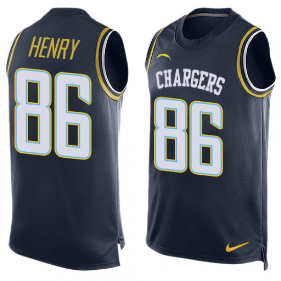 Men's Nike Los Angeles Chargers #86 Hunter Henry Limited Navy Blue Player Name & Number Tank Top NFL Jersey - Ujersey