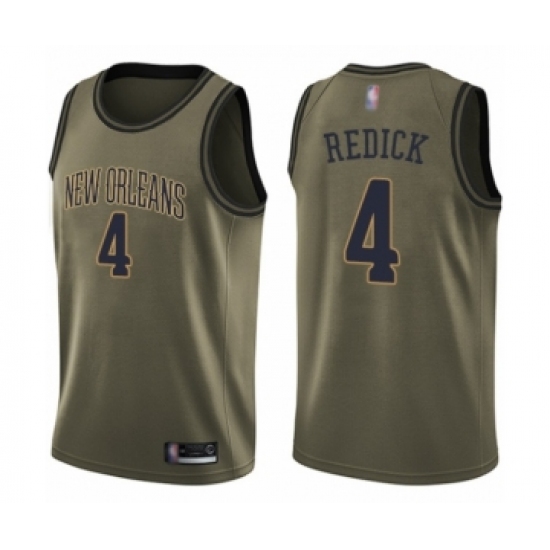 Youth New Orleans Pelicans #4 JJ Redick Swingman Green Salute to Service Basketball Jersey - Ujersey