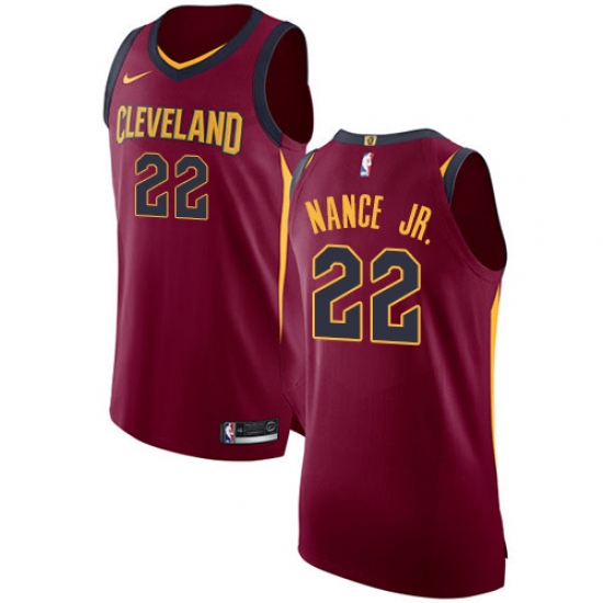 Men's Nike Cleveland Cavaliers #22 Larry Nance Jr. Authentic Maroon NBA Jersey - Icon Edition - Ujersey