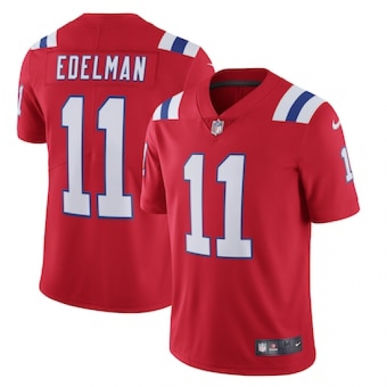 Nike New England Patriots #11 Julian Edelman Men's Red Alternate 2020 Vapor Limited Jersey - Ujersey