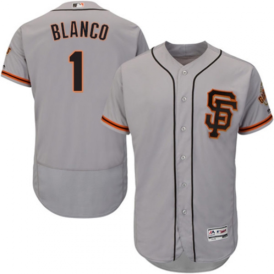 Men's Majestic San Francisco Giants #1 Gregor Blanco Grey Alternate Flex Base Authentic Collection MLB Jersey - Ujersey