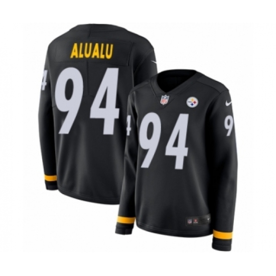 Women's Nike Pittsburgh Steelers #94 Tyson Alualu Limited Black Therma Long Sleeve NFL Jersey - Ujersey