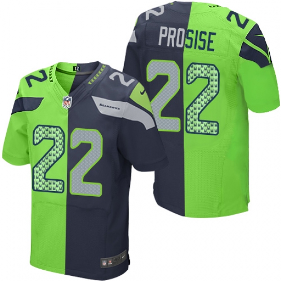Men's Nike Seattle Seahawks #22 C. J. Prosise Elite Navy/Green Split Fashion NFL Jersey - Ujersey