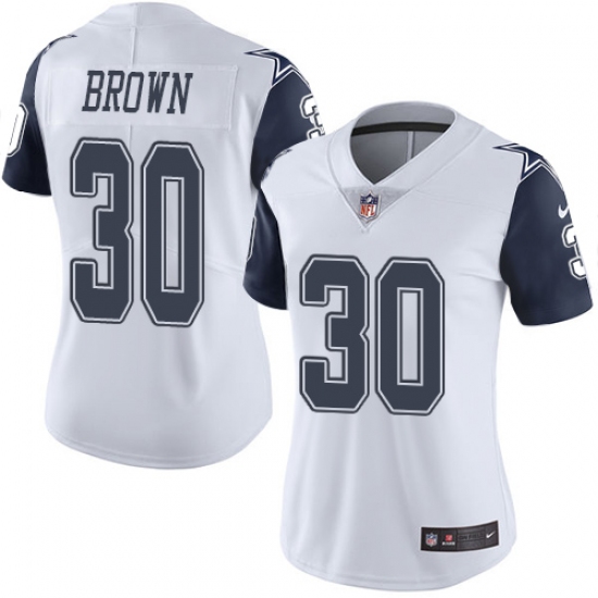 Women's Nike Dallas Cowboys #30 Anthony Brown Limited White Rush Vapor Untouchable NFL Jersey