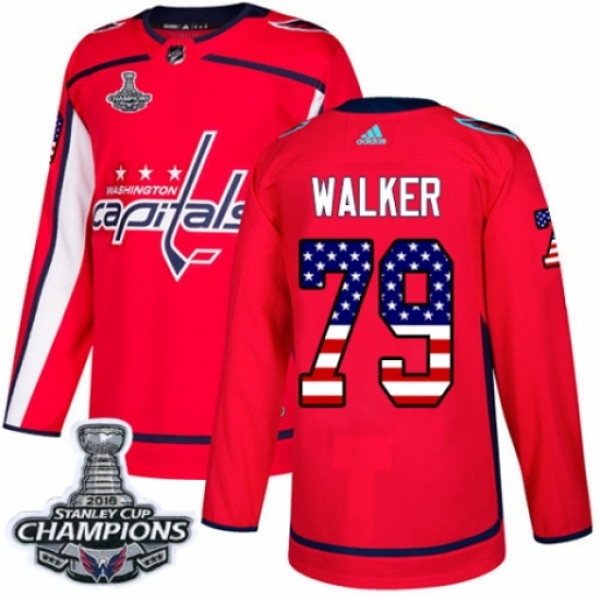 Youth Adidas Washington Capitals #79 Nathan Walker Authentic Red USA Flag Fashion 2018 Stanley Cup Final Champions NHL Jersey - Ujersey