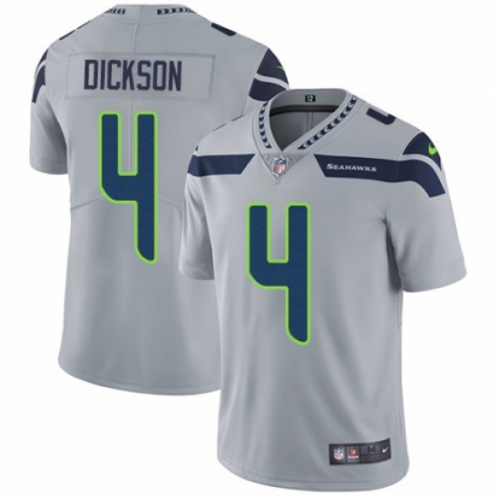 Men's Nike Seattle Seahawks #4 Michael Dickson Grey Alternate Vapor Untouchable Limited Player NFL Jersey - Ujersey
