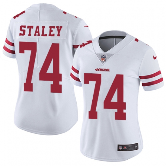 Women's Nike San Francisco 49ers #74 Joe Staley Elite White NFL Jersey - Ujersey