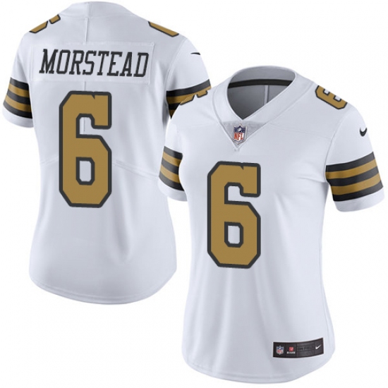 Women's Nike New Orleans Saints #6 Thomas Morstead Limited White Rush Vapor Untouchable NFL Jersey - Ujersey