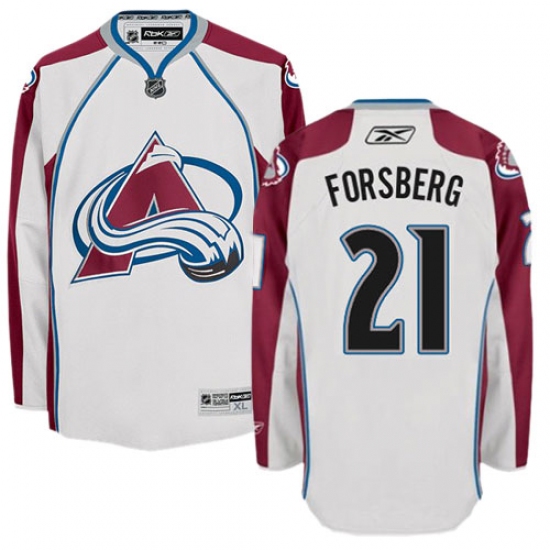 Men's Reebok Colorado Avalanche #21 Peter Forsberg Authentic White Away NHL Jersey - Ujersey