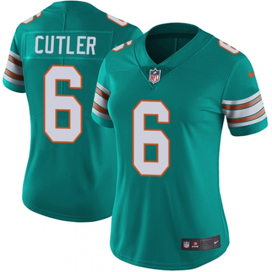 Women's Nike Miami Dolphins #6 Jay Cutler Aqua Green Alternate Vapor Untouchable Elite Player NFL Jersey - Ujersey
