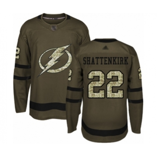 Youth Tampa Bay Lightning #22 Kevin Shattenkirk Authentic Green Salute to Service Hockey Jersey