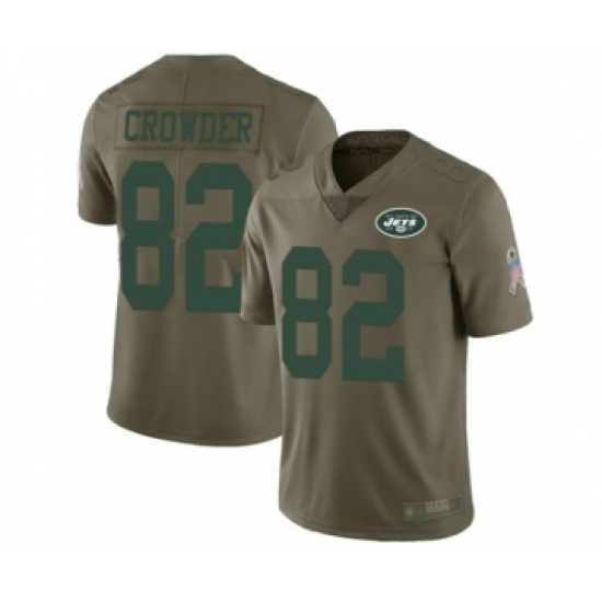 Men's New York Jets #82 Jamison Crowder Limited Olive 2017 Salute to Service Football Jersey