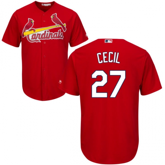Youth Majestic St. Louis Cardinals #27 Brett Cecil Replica Red Alternate Cool Base MLB Jersey - Ujersey