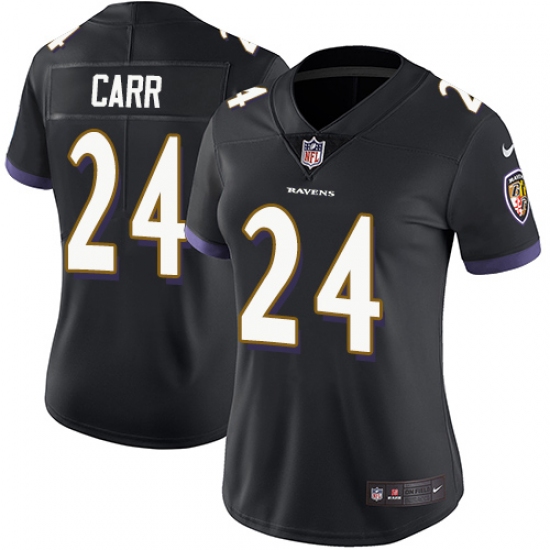 Women's Nike Baltimore Ravens #24 Brandon Carr Black Alternate Vapor Untouchable Limited Player NFL Jersey - Ujersey