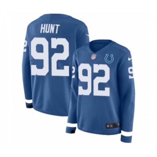 Women's Nike Indianapolis Colts #92 Margus Hunt Limited Blue Therma Long Sleeve NFL Jersey - Ujersey