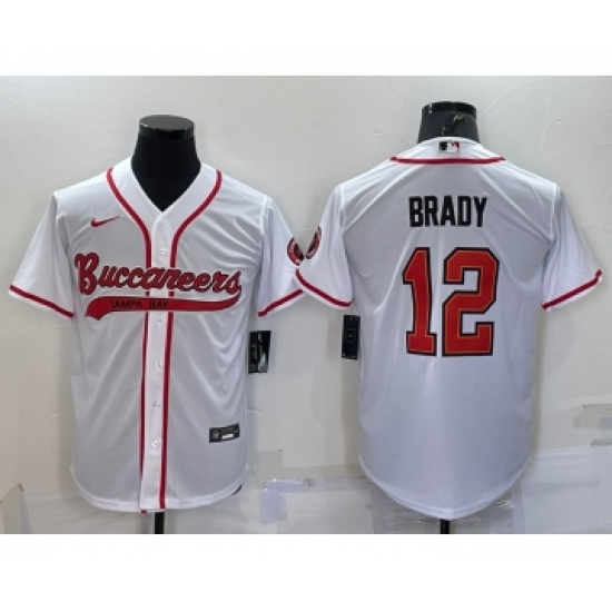 Men's Tampa Bay Buccaneers #12 Tom Brady White Cool Base Stitched Baseball Jersey - Ujersey