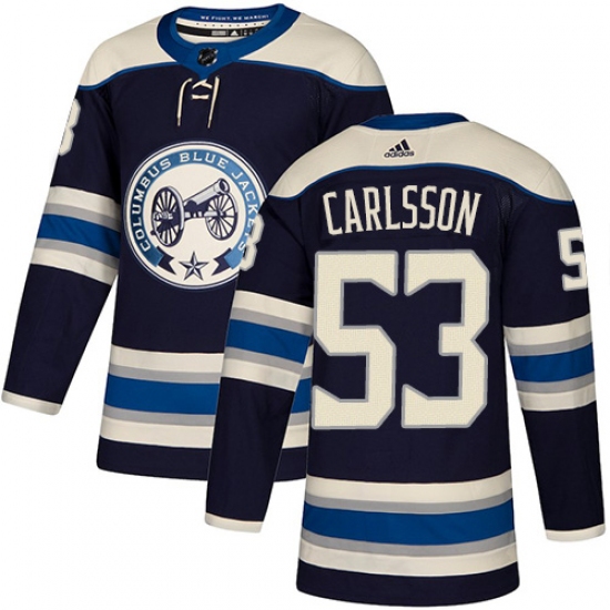 Men's Adidas Columbus Blue Jackets #53 Gabriel Carlsson Authentic Navy Blue Alternate NHL Jersey - Ujersey