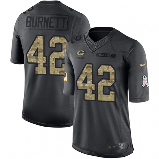 Youth Nike Green Bay Packers #42 Morgan Burnett Limited Black 2016 Salute to Service NFL Jersey - Ujersey