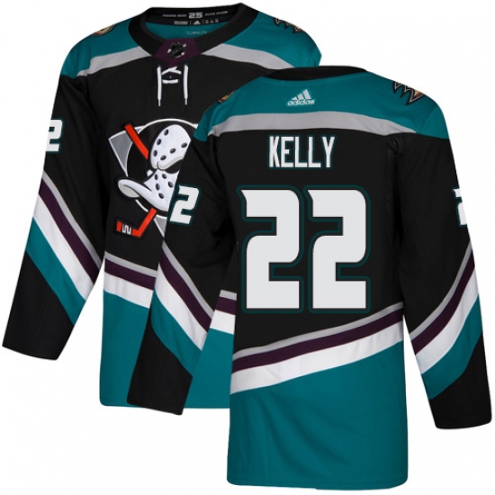 Youth Adidas Anaheim Ducks #22 Chris Kelly Authentic Black Teal Third NHL Jersey - Ujersey