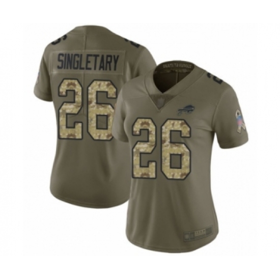 Women's Buffalo Bills #26 Devin Singletary Limited Olive Camo 2017 Salute to Service Football Jersey