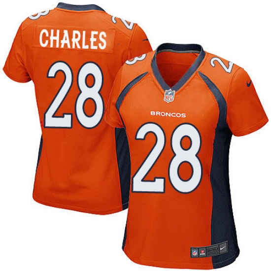 Women's Nike Denver Broncos #28 Jamaal Charles Game Orange Team Color NFL Jersey - Ujersey