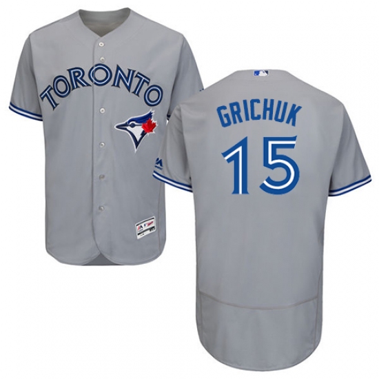 Men's Majestic Toronto Blue Jays #15 Randal Grichuk Grey Road Flex Base Authentic Collection MLB Jersey - Ujersey