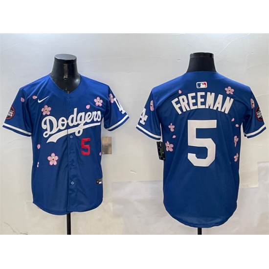 Men's Los Angeles Dodgers #5 Freddie Freeman Royal 2025 Tokyo Series Limited Stitched Baseball Jersey - Ujersey