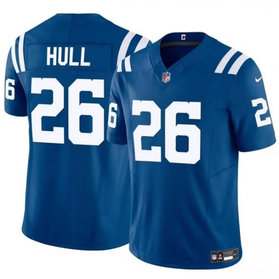 Men's Indianapolis Colts #26 Evan Hull Blue 2024 F.U.S.E. Vapor Limited Football Stitched Jersey