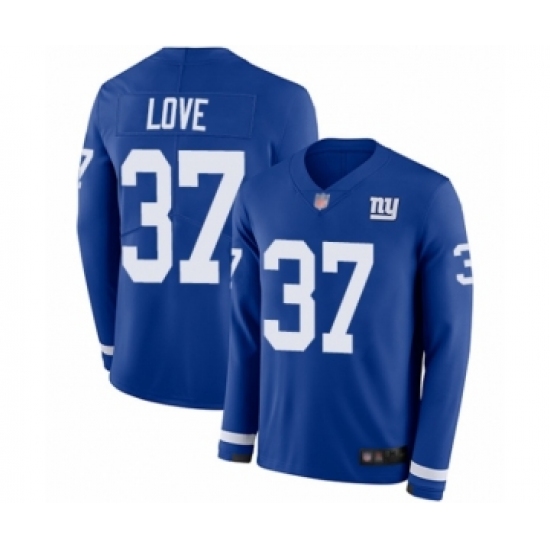 Men's New York Giants #37 Julian Love Limited Royal Blue Therma Long Sleeve Football Jersey - Ujersey