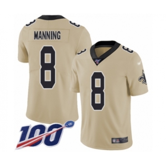 Youth New Orleans Saints #8 Archie Manning Limited Gold Inverted Legend 100th Season Football Jersey - Ujersey