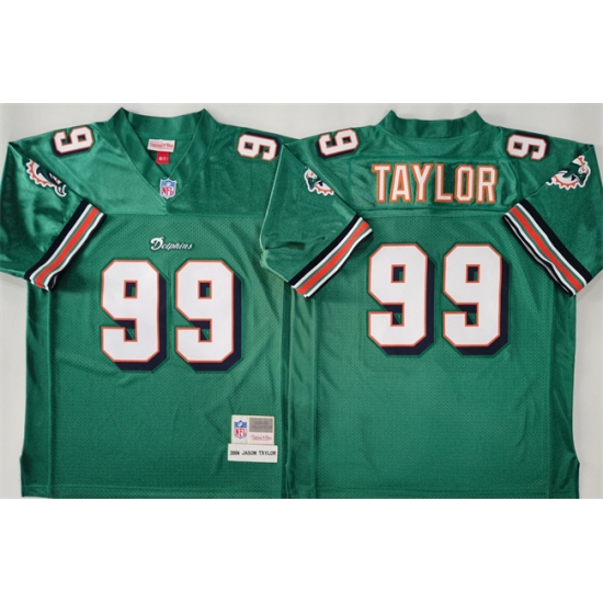 Men's Miami Dolphins #99 Jason Taylor Aqua Throwback Stitched Football Jersey - Ujersey
