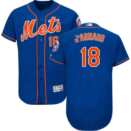 Men's Majestic New York Mets #18 Travis d'Arnaud Royal Blue Flexbase Authentic Collection MLB Jersey - Ujersey