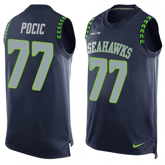 Men's Nike Seattle Seahawks #77 Ethan Pocic Limited Steel Blue Player Name & Number Tank Top NFL Jersey - Ujersey