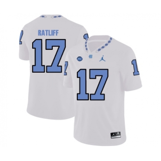 North Carolina Tar Heels 17 Anthony Ratliff White College Football Jersey - Ujersey
