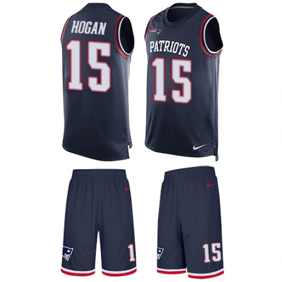 Men's Nike New England Patriots #15 Chris Hogan Limited Navy Blue Tank Top Suit NFL Jersey - Ujersey