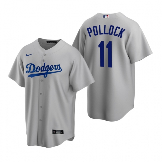 Men's Nike Los Angeles Dodgers #11 A.J. Pollock Gray Alternate Stitched Baseball Jersey - Ujersey
