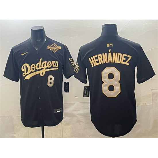 Men's Los Angeles Dodgers #8 Enrique Hernández Black Gold 2025 World Series Limited Stitched Baseball Jersey - Ujersey