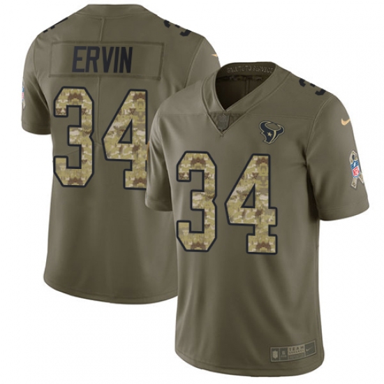 Youth Nike Houston Texans #34 Tyler Ervin Limited Olive/Camo 2017 Salute to Service NFL Jersey - Ujersey