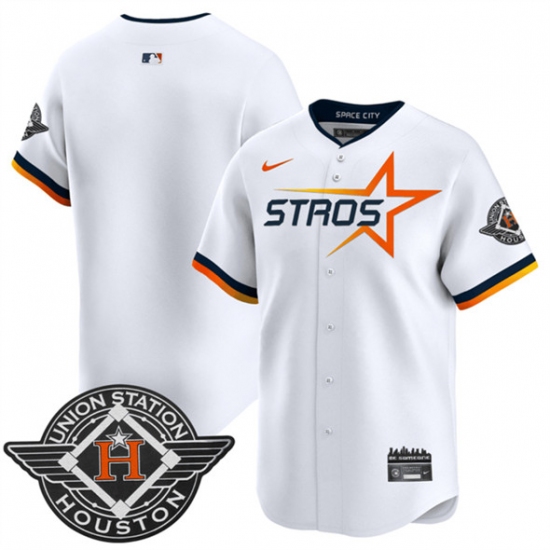 Men's Houston Astros Blank White 2025 City Connect Limited Stitched Baseball Jersey - Ujersey