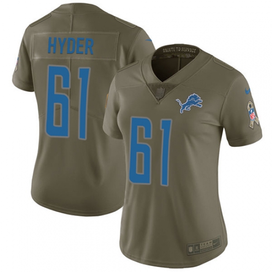 Women's Nike Detroit Lions #61 Kerry Hyder Limited Olive 2017 Salute to Service NFL Jersey - Ujersey