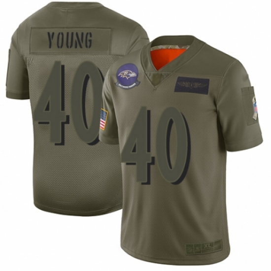 Men's Baltimore Ravens #40 Kenny Young Limited Camo 2019 Salute to Service Football Jersey - Ujersey