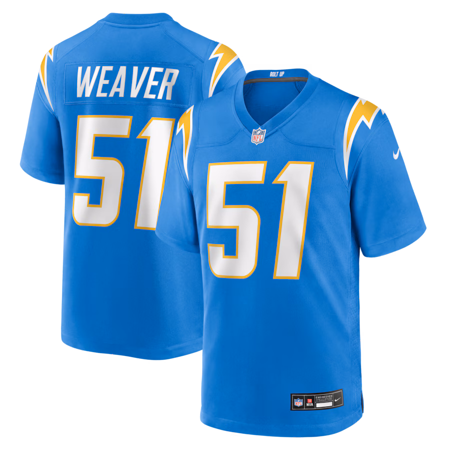 Men's Los Angeles Chargers Rashad Weaver Nike Powder Blue Team Game Jersey - Ujersey NHL