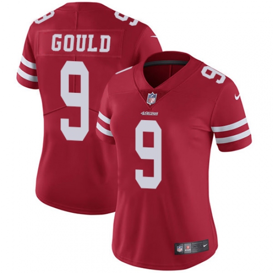 Women's Nike San Francisco 49ers #9 Robbie Gould Elite Red Team Color NFL Jersey - Ujersey