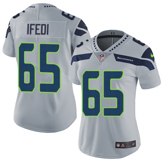 Women's Nike Seattle Seahawks #65 Germain Ifedi Grey Alternate Vapor Untouchable Elite Player NFL Jersey - Ujersey