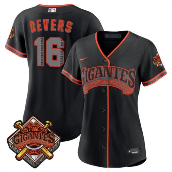 Women's San Francisco Giants #16 Rafael Devers Black 2026 Alternate Stadium Stitched Baseball Jersey(Run Small) - Ujersey