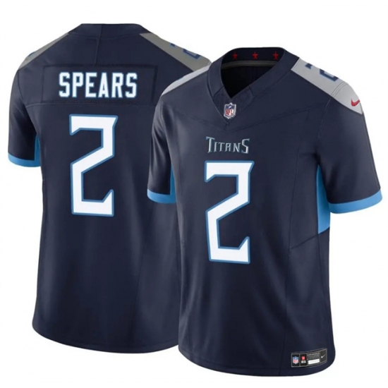 Men's Tennessee Titans #2 Tyjae Spears Navy 2024 F.U.S.E. Vapor Limited Stitched Football Jersey - Ujersey