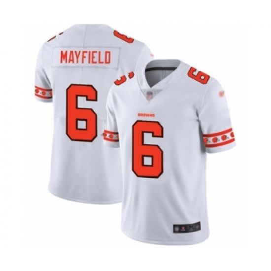 Men's Cleveland Browns #6 Baker Mayfield White Team Logo Fashion Limited Football Jersey - Ujersey
