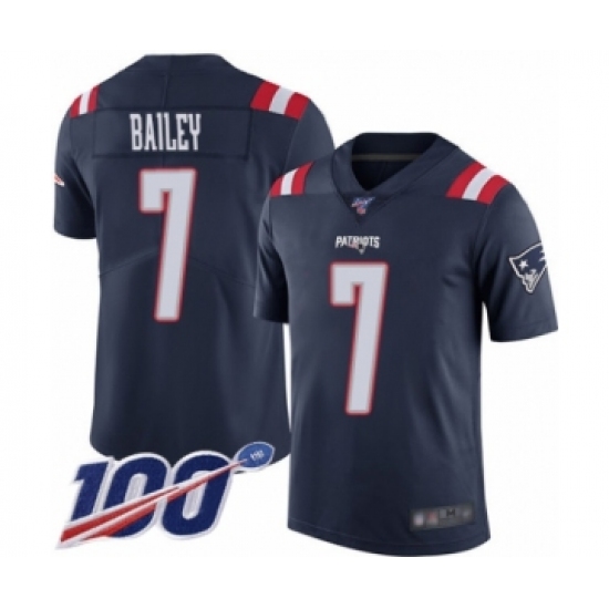 Youth New England Patriots #7 Jake Bailey Limited Navy Blue Rush Vapor Untouchable 100th Season Football Jersey - Ujersey