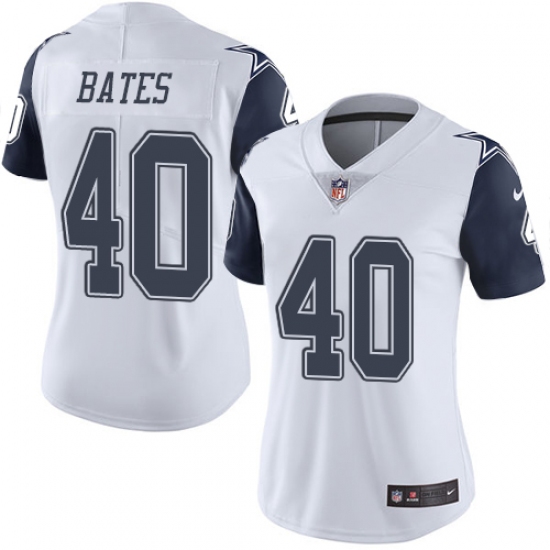Women's Nike Dallas Cowboys #40 Bill Bates Limited White Rush Vapor Untouchable NFL Jersey - Ujersey